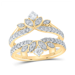 14kt Yellow Gold Womens Round Diamond Wrap Enhancer Wedding Band 3/4 Cttw