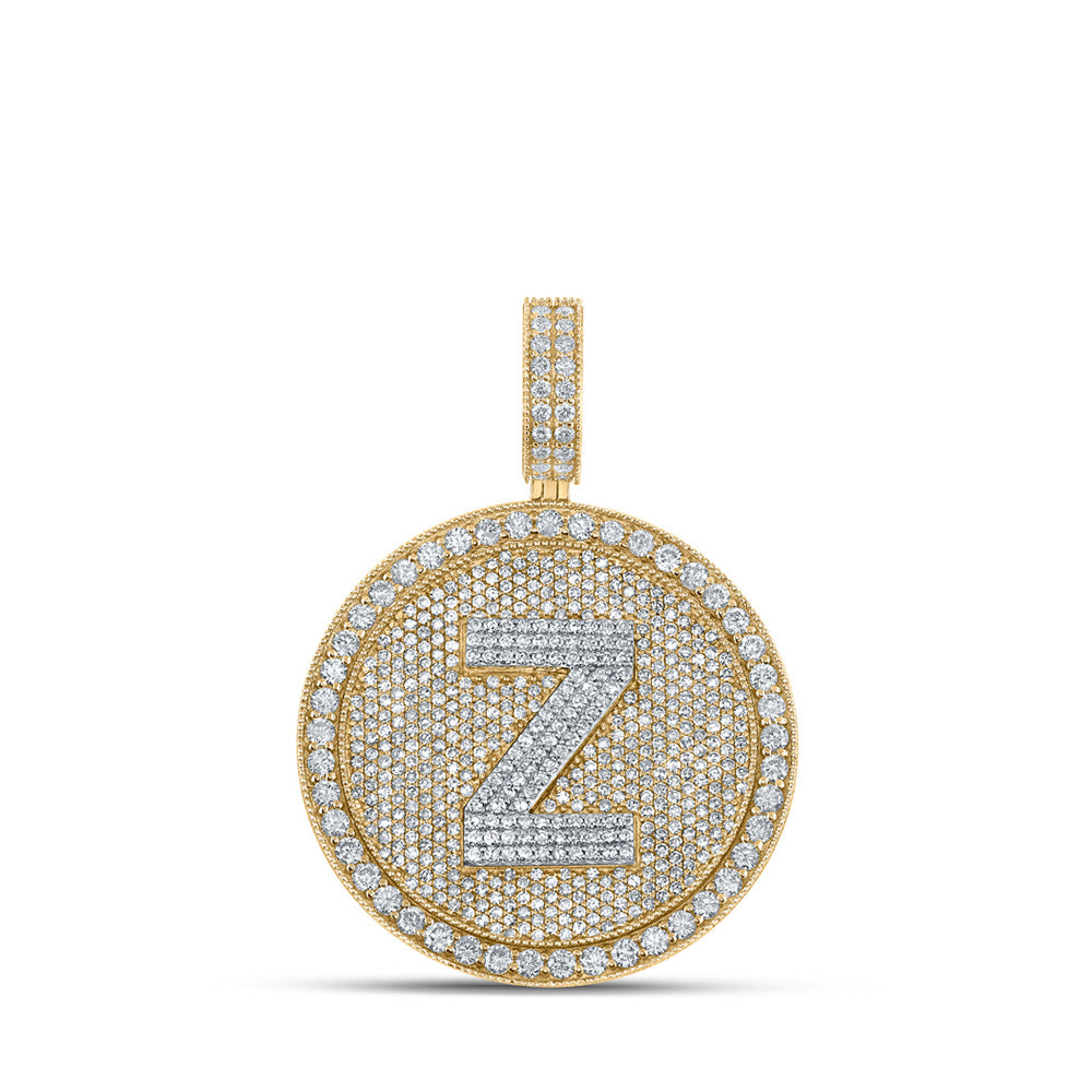 10kt Two-tone Gold Mens Round Diamond Z Initial Letter Charm Pendant 3-3/4 Cttw