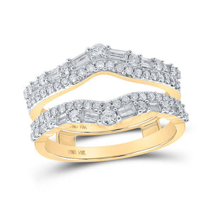 14kt Yellow Gold Womens Baguette Diamond Wrap Enhancer Wedding Band 3/4 Cttw