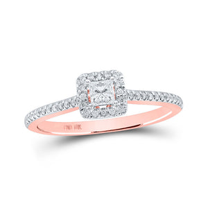 10kt Rose Gold Princess Diamond Halo Bridal Wedding Engagement Ring 1/3 Cttw