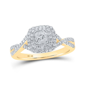 14kt Yellow Gold Princess Diamond Halo Bridal Wedding Engagement Ring 3/4 Cttw