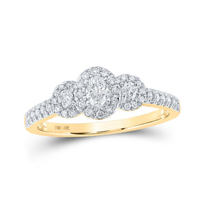 10kt Yellow Gold Oval Diamond 3-stone Bridal Wedding Engagement Ring 1/2 Cttw