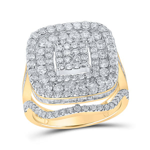 10kt Yellow Gold Womens Round Diamond Square Ring 2-3/4 Cttw