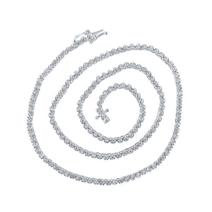 14kt White Gold Mens Round Diamond 16-inch Tennis Chain Necklace 2-7/8 Cttw