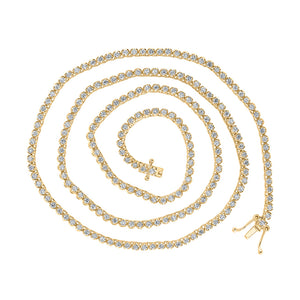14kt Yellow Gold Mens Round Diamond 20-inch Tennis Chain Necklace 3-5/8 Cttw