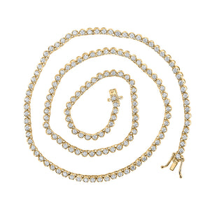 10kt Yellow Gold Mens Round Diamond 18-inch Tennis Chain Necklace 4-5/8 Cttw