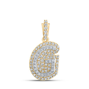 10kt Yellow Gold Mens Round Diamond G Initial Letter Charm Pendant 1/5 Cttw