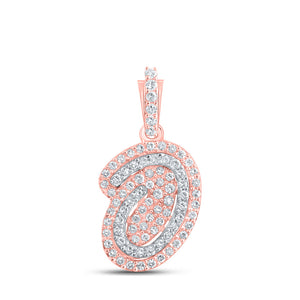 10kt Rose Gold Mens Round Diamond O Initial Letter Charm Pendant 1/5 Cttw