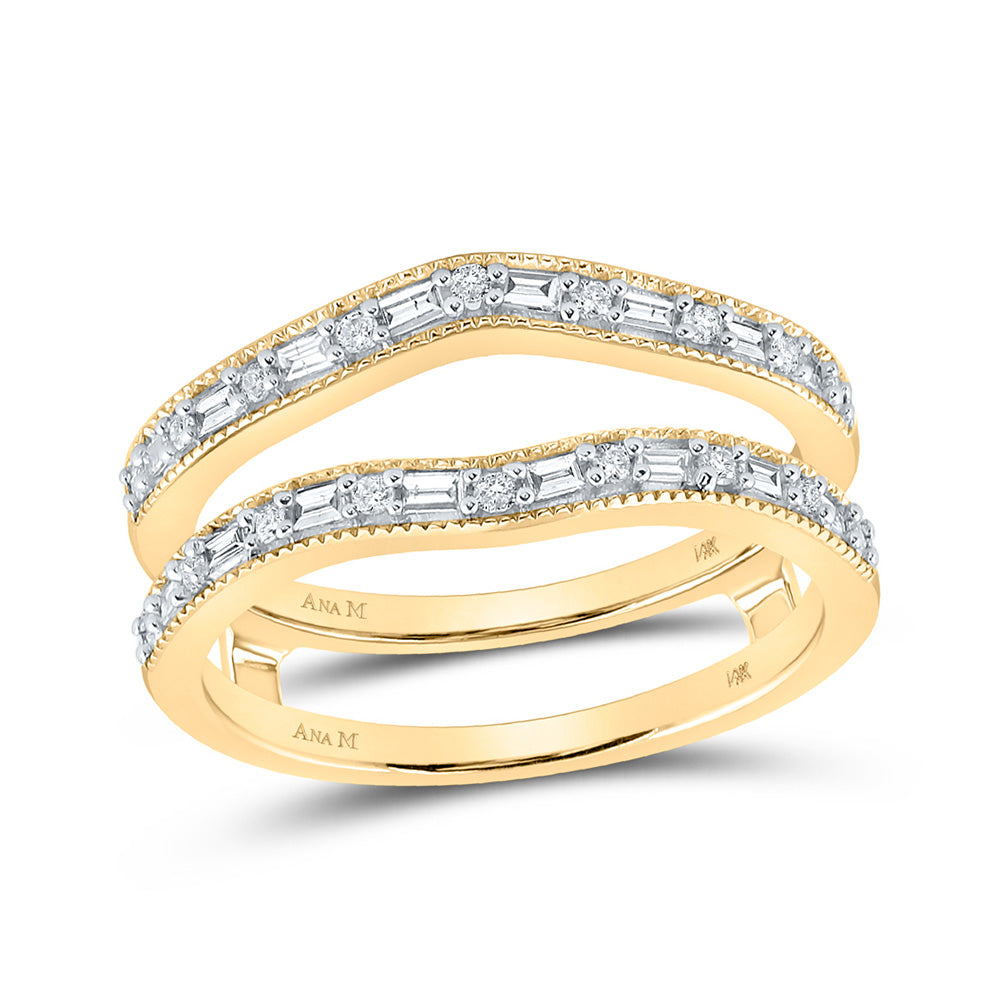 14kt Yellow Gold Womens Baguette Diamond Wrap Enhancer Wedding Band 1/3 Cttw