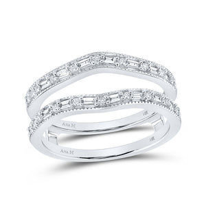 14kt White Gold Womens Baguette Diamond Wrap Enhancer Wedding Band 1/3 Cttw