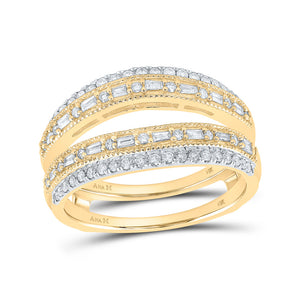 14kt Yellow Gold Womens Baguette Diamond Wrap Enhancer Wedding Band 1/2 Cttw