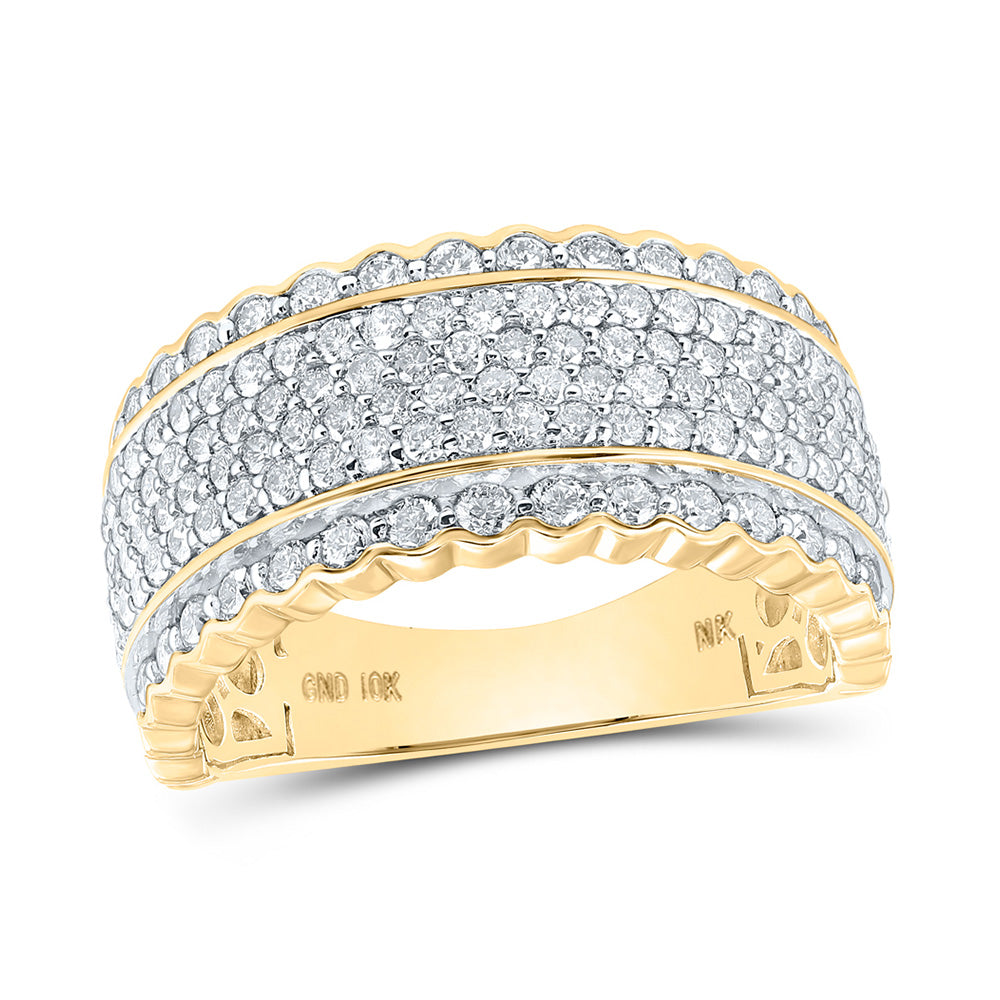 10kt Yellow Gold Mens Round Diamond Pave Band Ring 2-1/2 Cttw