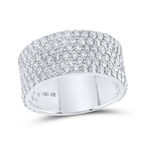 10kt White Gold Mens Round Diamond 6-Row Pave Band Ring 4-3/4 Cttw