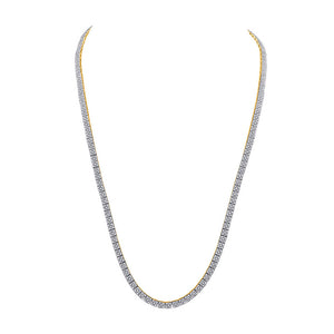 14kt Yellow Gold Mens Round Diamond 24-inch Square Link Chain Necklace 12 Cttw