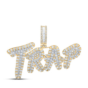 14kt Two-tone Gold Mens Baguette Diamond TRAP Charm Pendant 3-3/8 Cttw