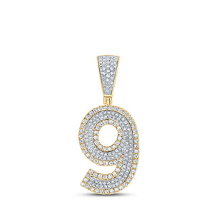 14kt Two-tone Gold Mens Round Diamond Number 9 Charm Pendant 3/4 Cttw