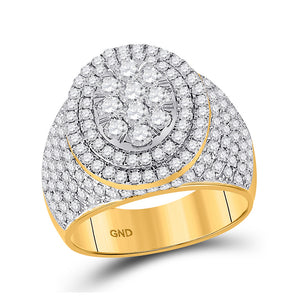 14kt Yellow Gold Mens Round Diamond Cluster Ring 2-1/2 Cttw