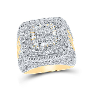 14kt Yellow Gold Mens Round Diamond Square Ring 6-5/8 Cttw