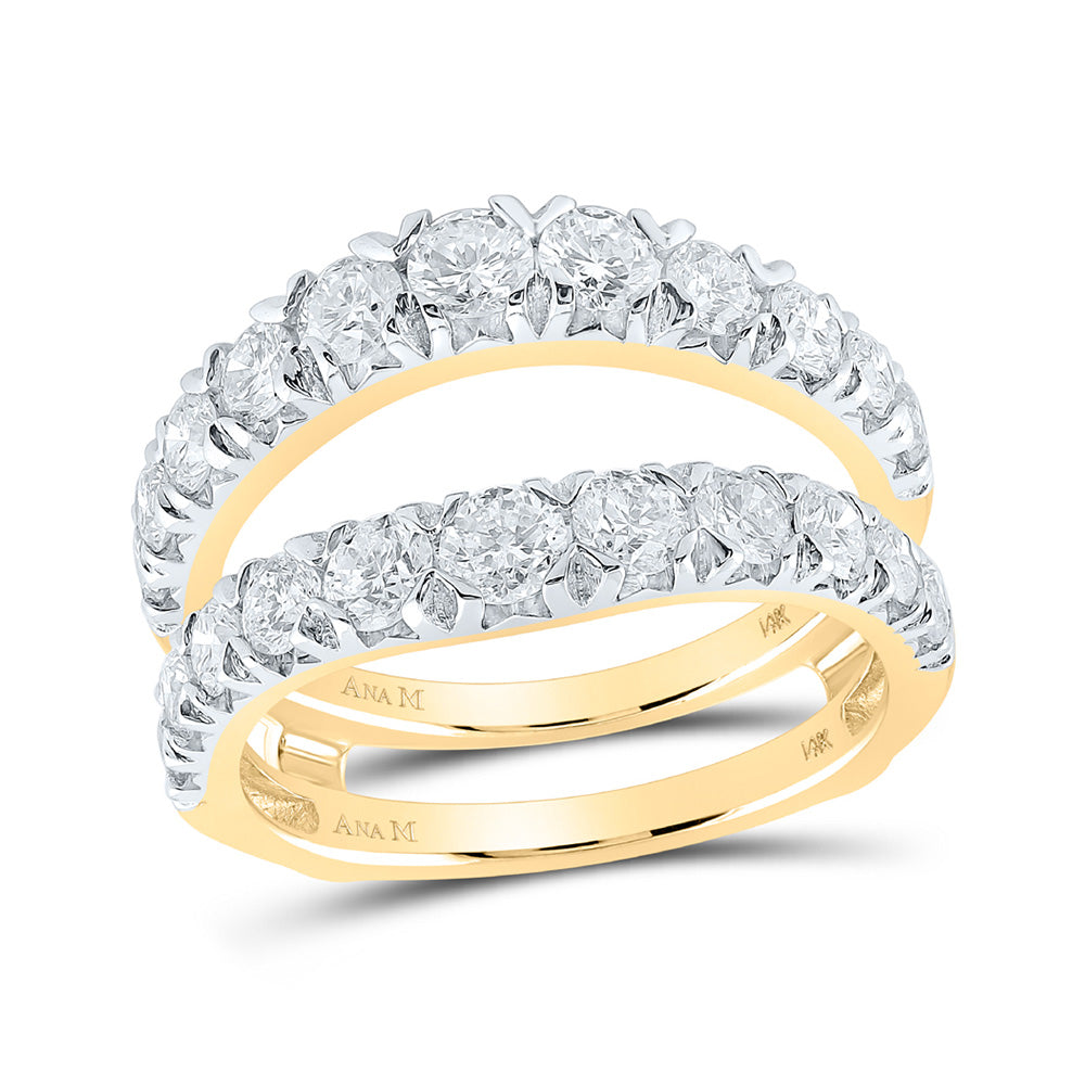 14kt Yellow Gold Womens Round Diamond Wrap Enhancer Wedding Band 2 Cttw