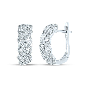10kt White Gold Womens Round Diamond Hoop Earrings 5/8 Cttw