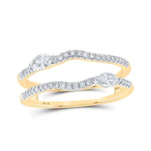 10kt Yellow Gold Womens Round Diamond Wrap Enhancer Wedding Band 3/8 Cttw