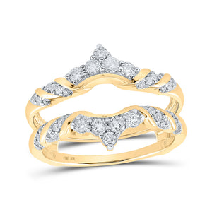 10kt Yellow Gold Womens Diamond Wrap Enhancer Wedding Band 1/2 Cttw