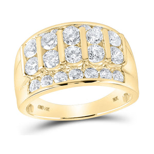 14kt Yellow Gold Mens Round Diamond Channel-set Band Ring 3 Cttw