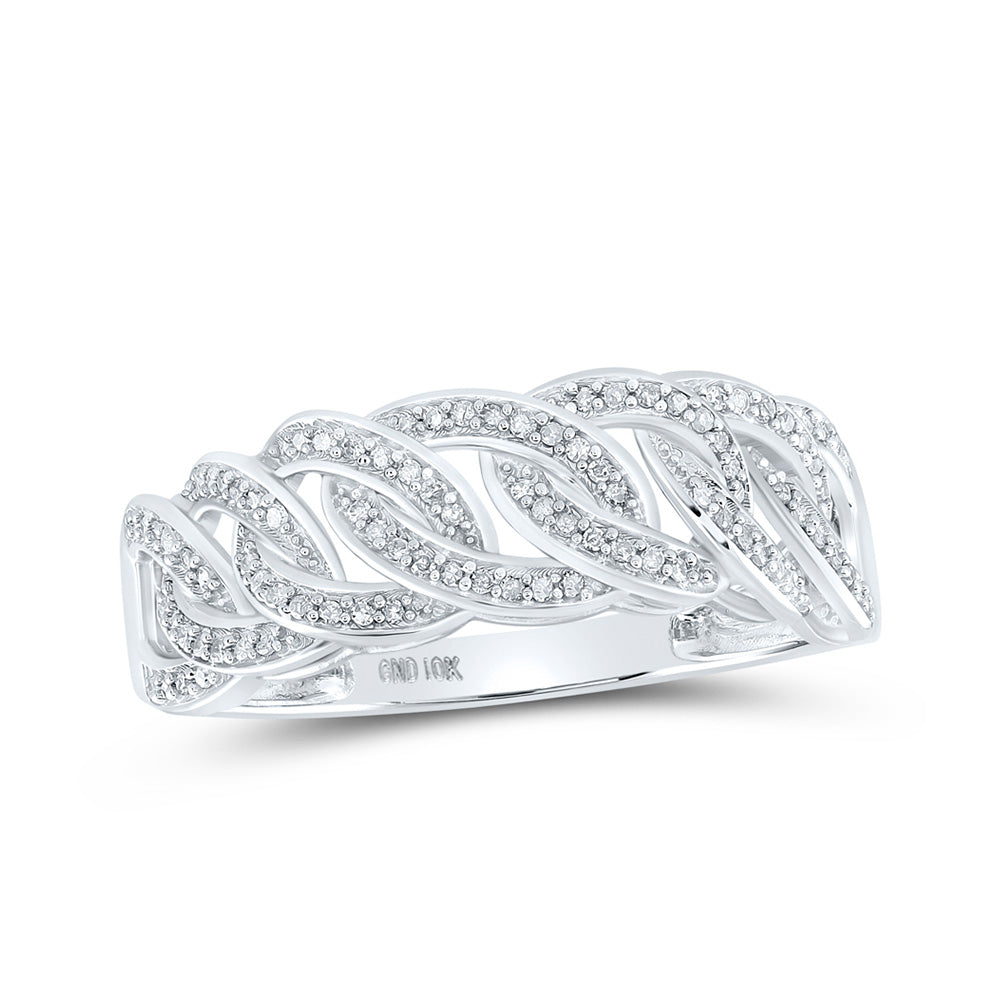 10kt White Gold Mens Round Diamond Curb Link Band Ring 1/4 Cttw