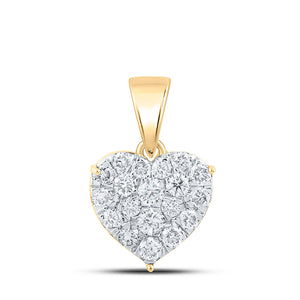 10kt Yellow Gold Womens Round Diamond Heart Pendant 7/8 Cttw