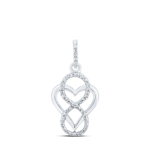 Sterling Silver Womens Round Diamond Heart Pendant 1/12 Cttw