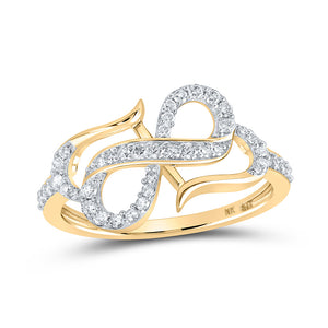 10kt Yellow Gold Womens Round Diamond Infinity Heart Ring 1/3 Cttw