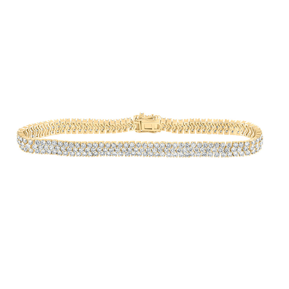 14kt Yellow Gold Womens Round Diamond Tennis Bracelet 5-7/8 Cttw