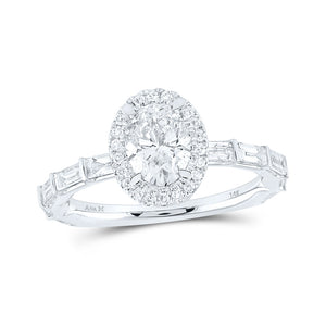 14kt White Gold Oval Diamond Halo Bridal Wedding Engagement Ring 2 Cttw