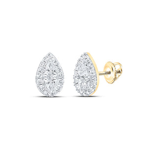10kt Yellow Gold Womens Pear Diamond Teardrop Earrings 3/8 Cttw
