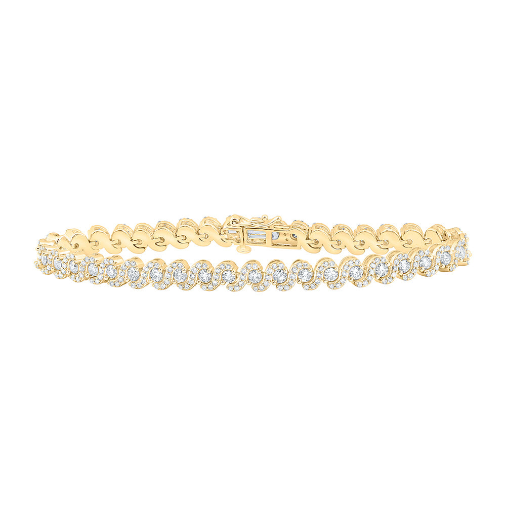10kt Yellow Gold Womens Round Diamond Fashion Bracelet 3-1/3 Cttw