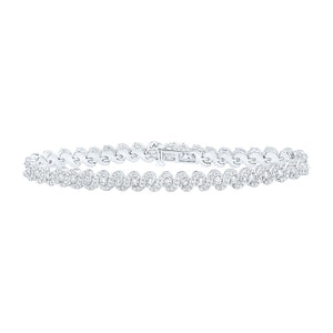10kt White Gold Womens Round Diamond Fashion Bracelet 3-1/3 Cttw