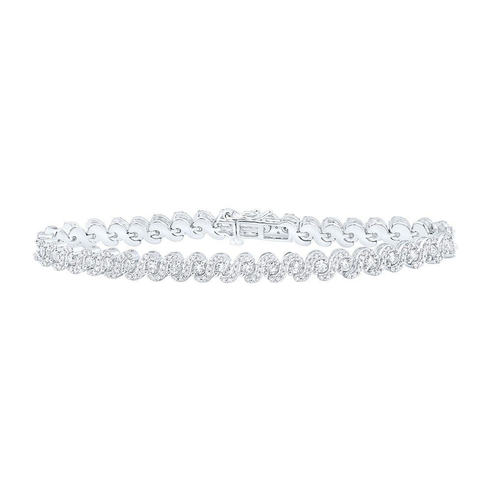 10kt White Gold Womens Round Diamond Fashion Bracelet 3-1/3 Cttw