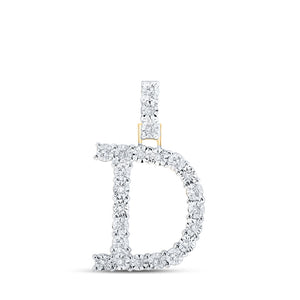 10kt Yellow Gold Womens Round Diamond D Initial Letter Pendant 1/8 Cttw