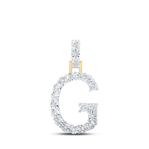 10kt Yellow Gold Womens Round Diamond G Initial Letter Pendant 1/10 Cttw