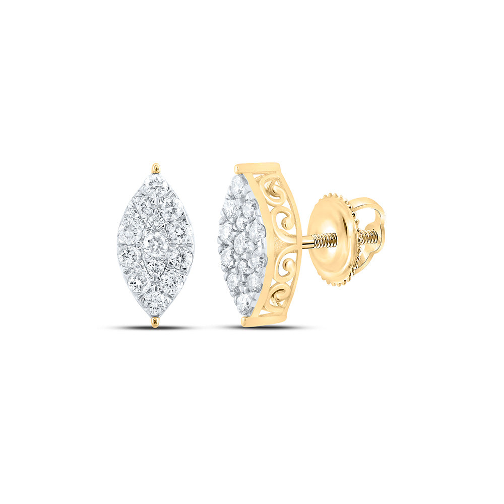 10kt Yellow Gold Womens Round Diamond Cluster Earrings 3/4 Cttw