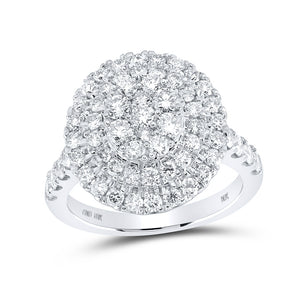 10kt White Gold Womens Round Diamond Cluster Ring 1-7/8 Cttw