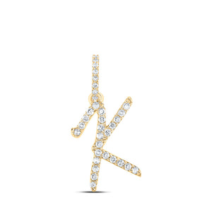 10kt Yellow Gold Womens Round Diamond K Initial Letter Pendant 1/8 Cttw