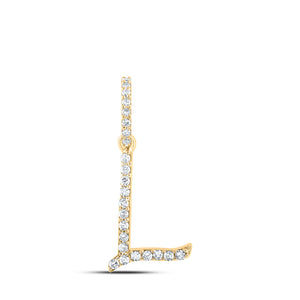 10kt Yellow Gold Womens Round Diamond L Initial Letter Pendant 1/10 Cttw
