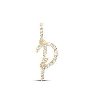 10kt Yellow Gold Womens Round Diamond P Initial Letter Pendant 1/8 Cttw