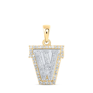 10kt Two-tone Gold Womens Round Diamond W Initial Letter Pendant 1/5 Cttw