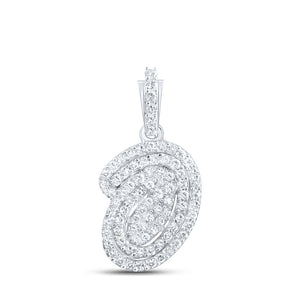 10kt White Gold Womens Round Diamond O Initial Letter Pendant 1/5 Cttw