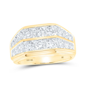 10kt Yellow Gold Mens Round Diamond Band Ring 3 Cttw