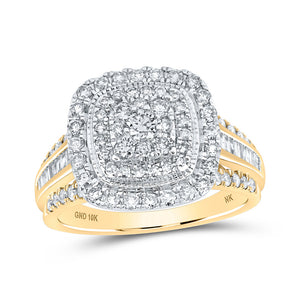 10kt Yellow Gold Womens Round Diamond Square Ring 1 Cttw