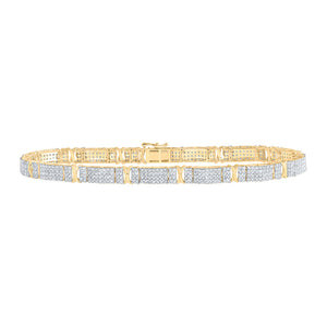 10kt Yellow Gold Mens Round Diamond 8.5-inch Link Bracelet 4-1/2 Cttw