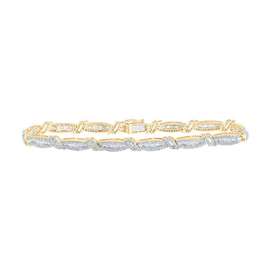 10kt Yellow Gold Mens Round Diamond 8.5-inch Link Bracelet 4-3/8 Cttw